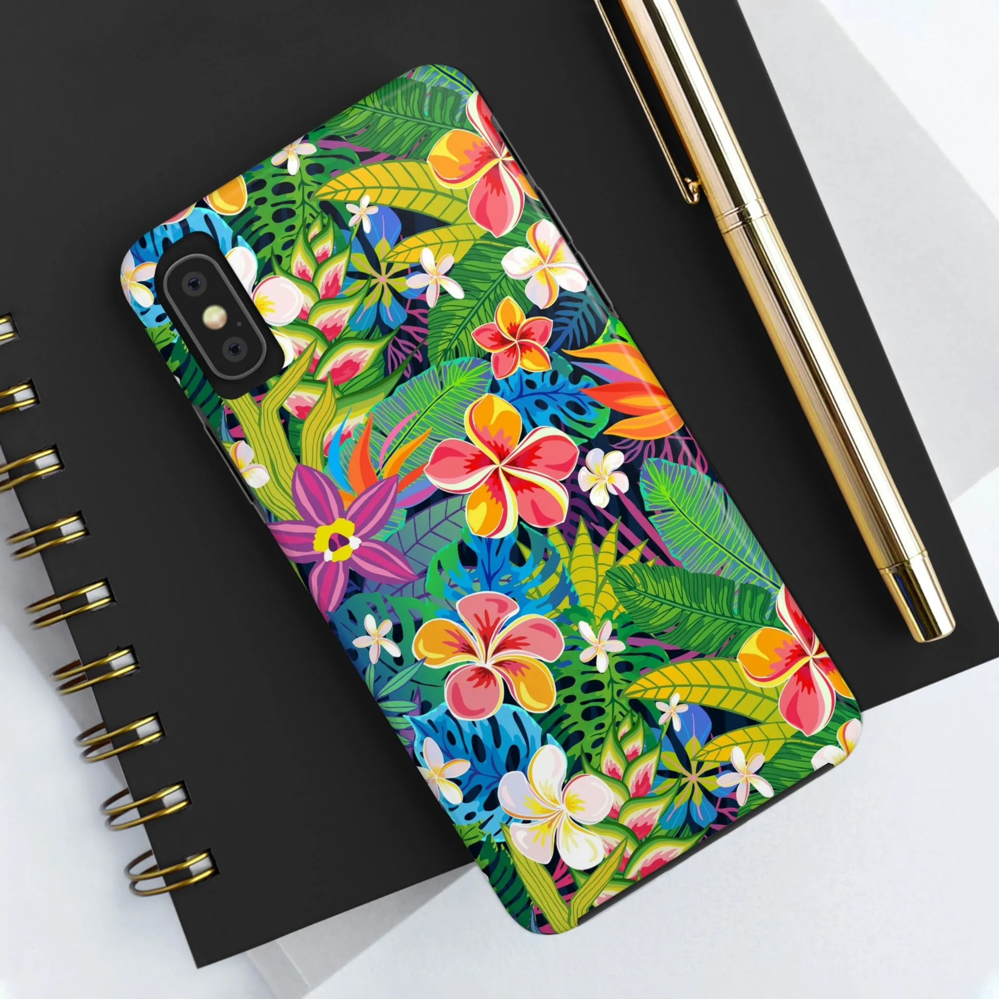 Tropical Flowers iPhone 14 13 Pro Max Tough Case Mate, Cute Aesthetic Iphone 12 11 Mini SE  X XR XS 8 Plus 7 6 Phone Cover Gift