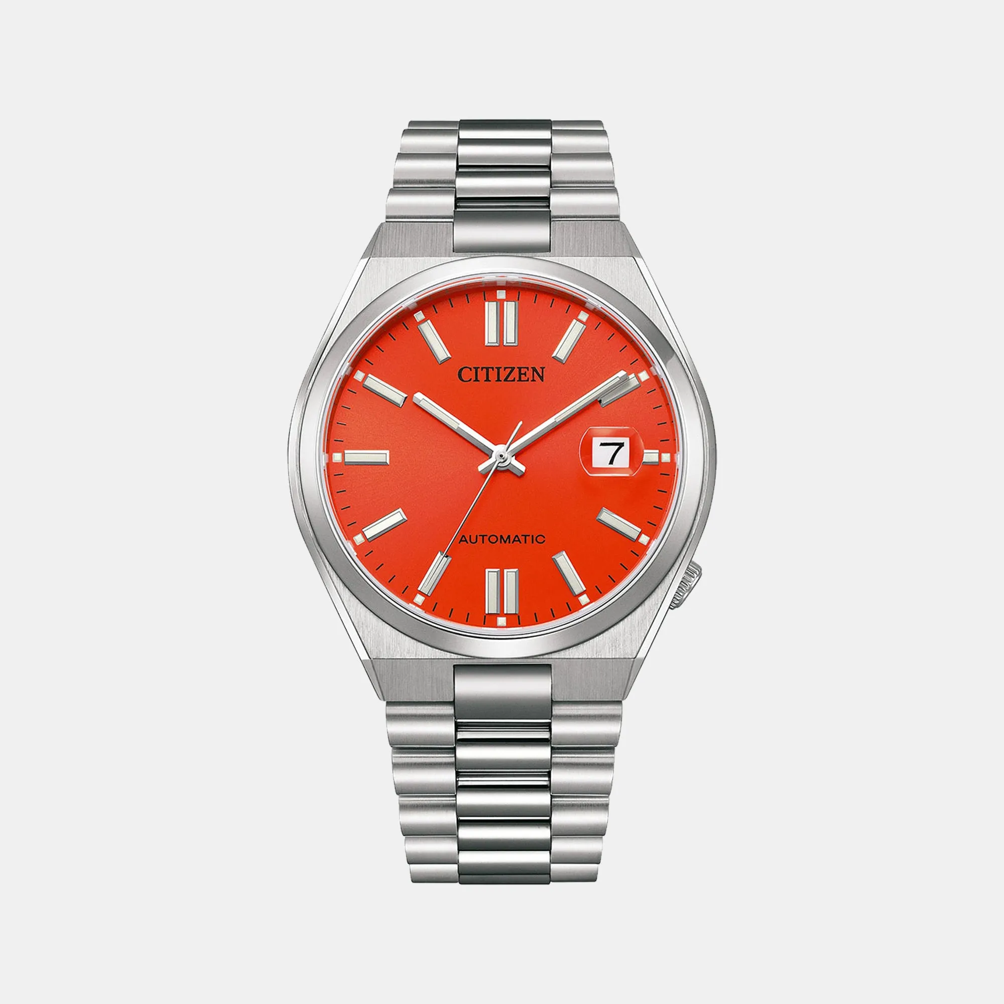 Tsuyosa Men's Orange Dial Automatic Stainless Steel Watch NJ0158-89W