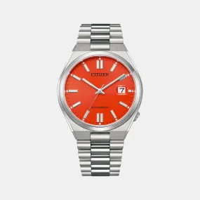 Tsuyosa Men's Orange Dial Automatic Stainless Steel Watch NJ0158-89W