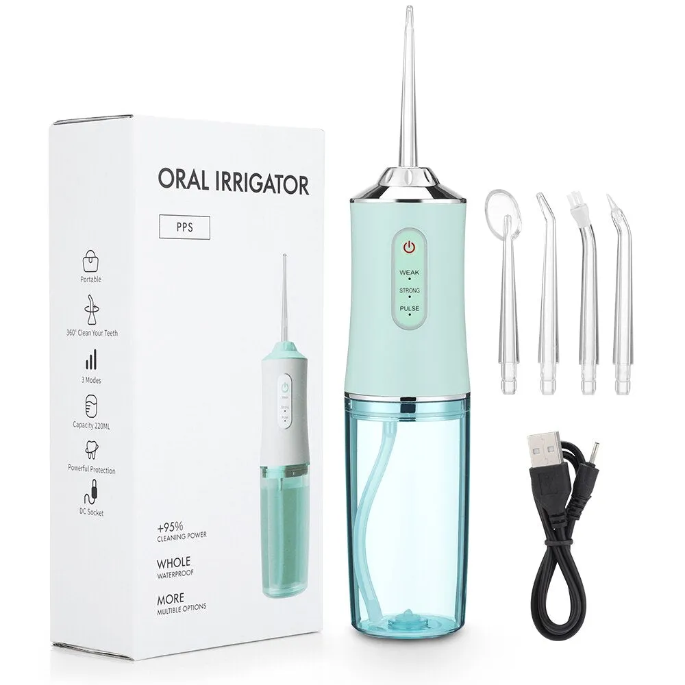 USB Rechargeable Water Flosser Portable Dental Water Jet 300ML Water Tank Waterproof Teeth Cleaner 0ral irrigator