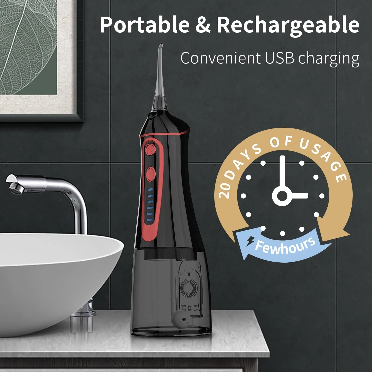 USB Rechargeable Water Flosser Portable Dental Water Jet 300ML Water Tank Waterproof Teeth Cleaner 0ral irrigator