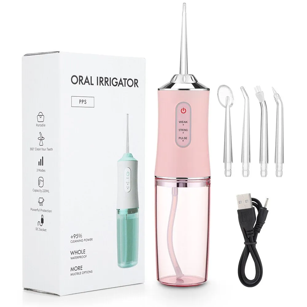 USB Rechargeable Water Flosser Portable Dental Water Jet 300ML Water Tank Waterproof Teeth Cleaner Oral irrigator