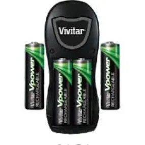 Vivitar BC-182 vPower AA/AAA Charger with 4 AA Batteries