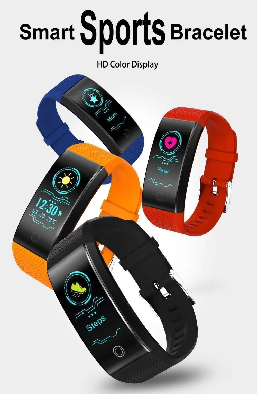 Waterproof Smartwatch Fitness Bracelet Wristband Watch Heart Rate Monitor Smart Band For iPhone Android