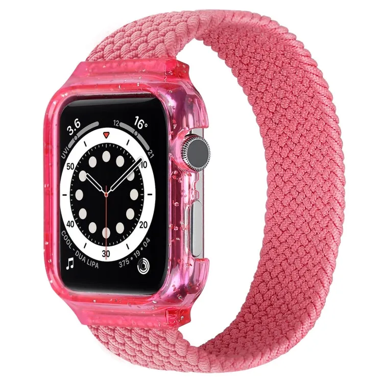 Weave Wrist Strap Watch Bands with Frame For Apple Watch Series 7 41mm / 6 & SE & 5 & 4 40mm / 3 & 2 & 1 38mm, Length:150mm(Bright Pink)