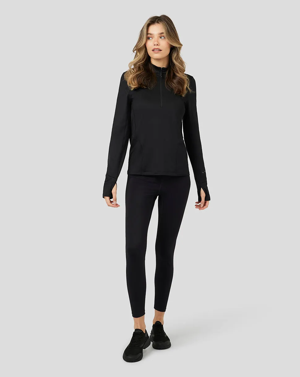 Women's Active Long Sleeve Half Zip Midlayer Top - Black