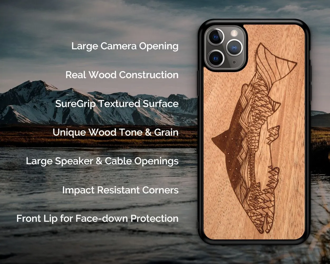 Wooden Phone Case | Outdoor Adventure - Colorado Flag Night Landscape