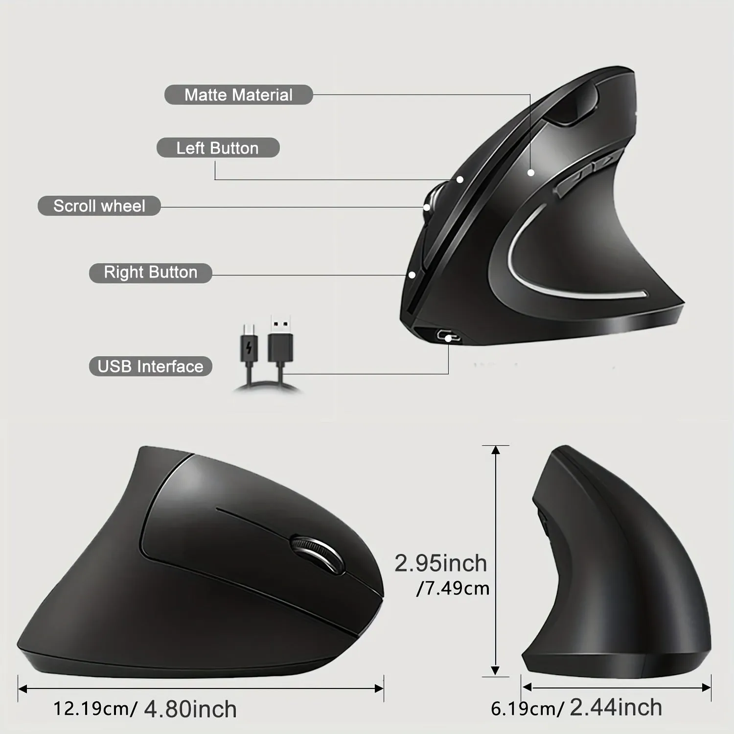 Wowssyo Ergonomic Dual Mode Wireless Mouse Enhance Your Productivity Across Devices