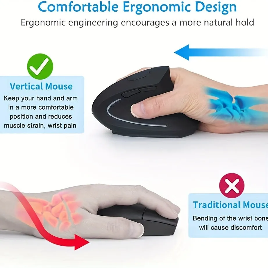 Wowssyo Ergonomic Dual Mode Wireless Mouse Enhance Your Productivity Across Devices