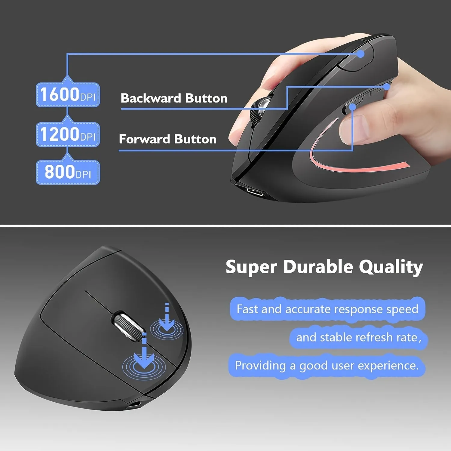 Wowssyo Ergonomic Dual Mode Wireless Mouse Enhance Your Productivity Across Devices