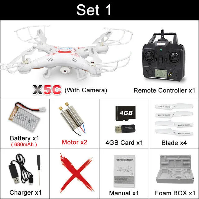 X5C RC Drone with 720P HD Camera Remote Control Quadcopter Helicopter 2.4G Profissional Dron or X5 Drones without camera