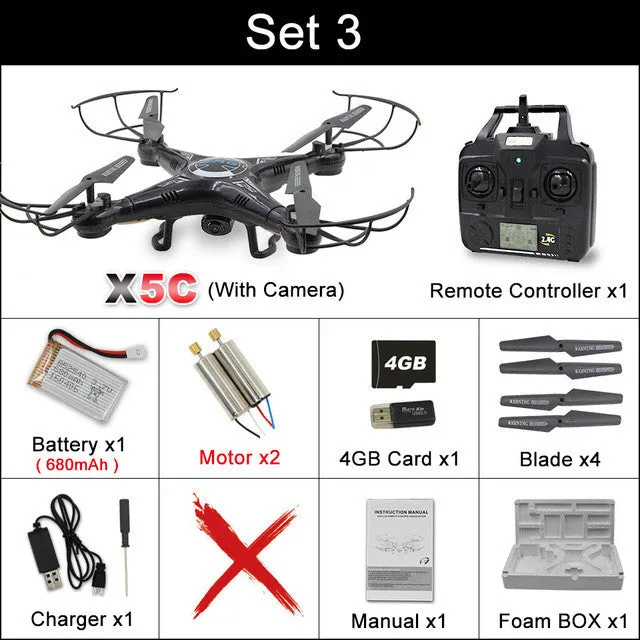 X5C RC Drone with 720P HD Camera Remote Control Quadcopter Helicopter 2.4G Profissional Dron or X5 Drones without camera