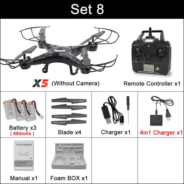 X5C RC Drone with 720P HD Camera Remote Control Quadcopter Helicopter 2.4G Profissional Dron or X5 Drones without camera