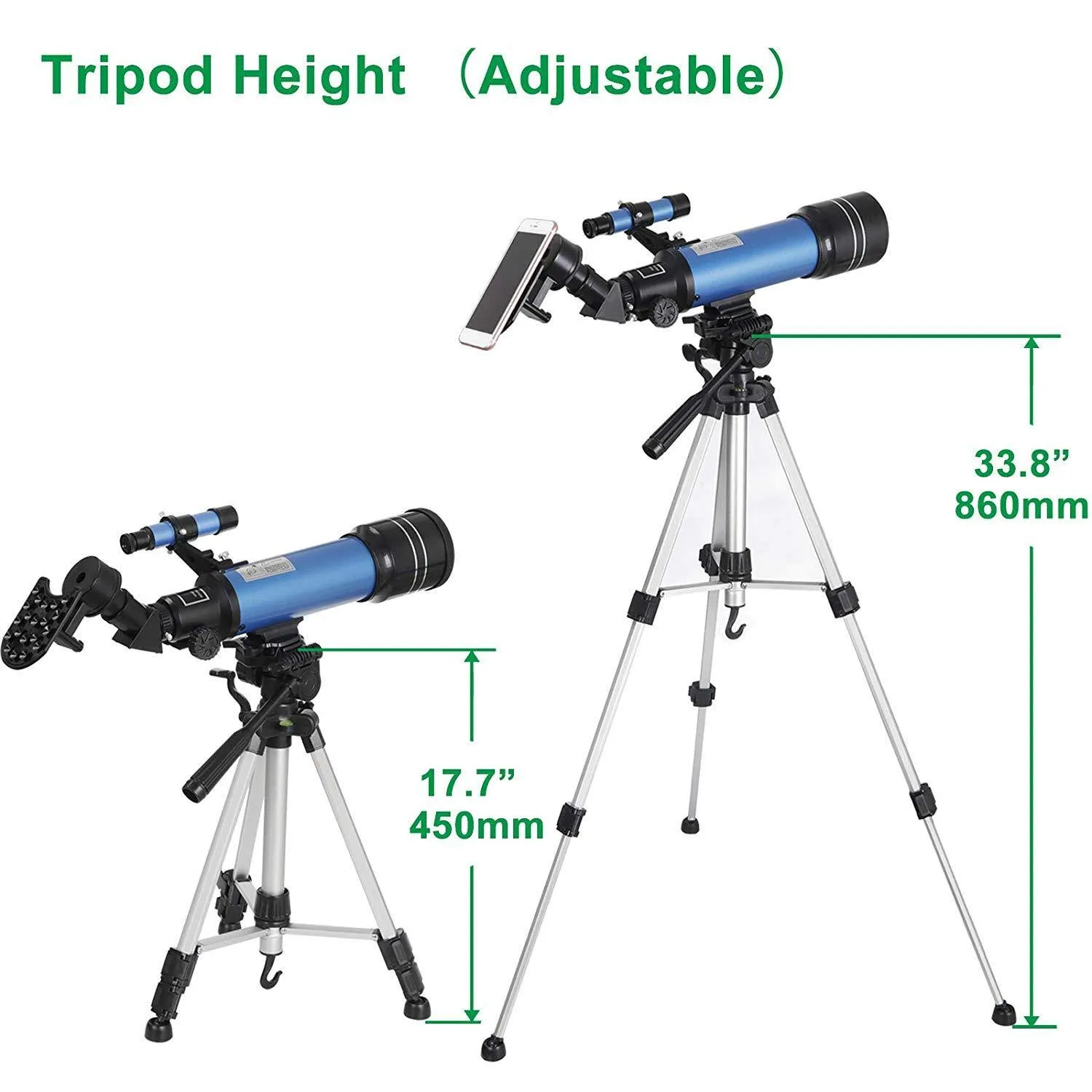 ZENY™ 70mm Aperture Astronomical Refractor Telescope w/ Carry Bag, Smartphone Adapter