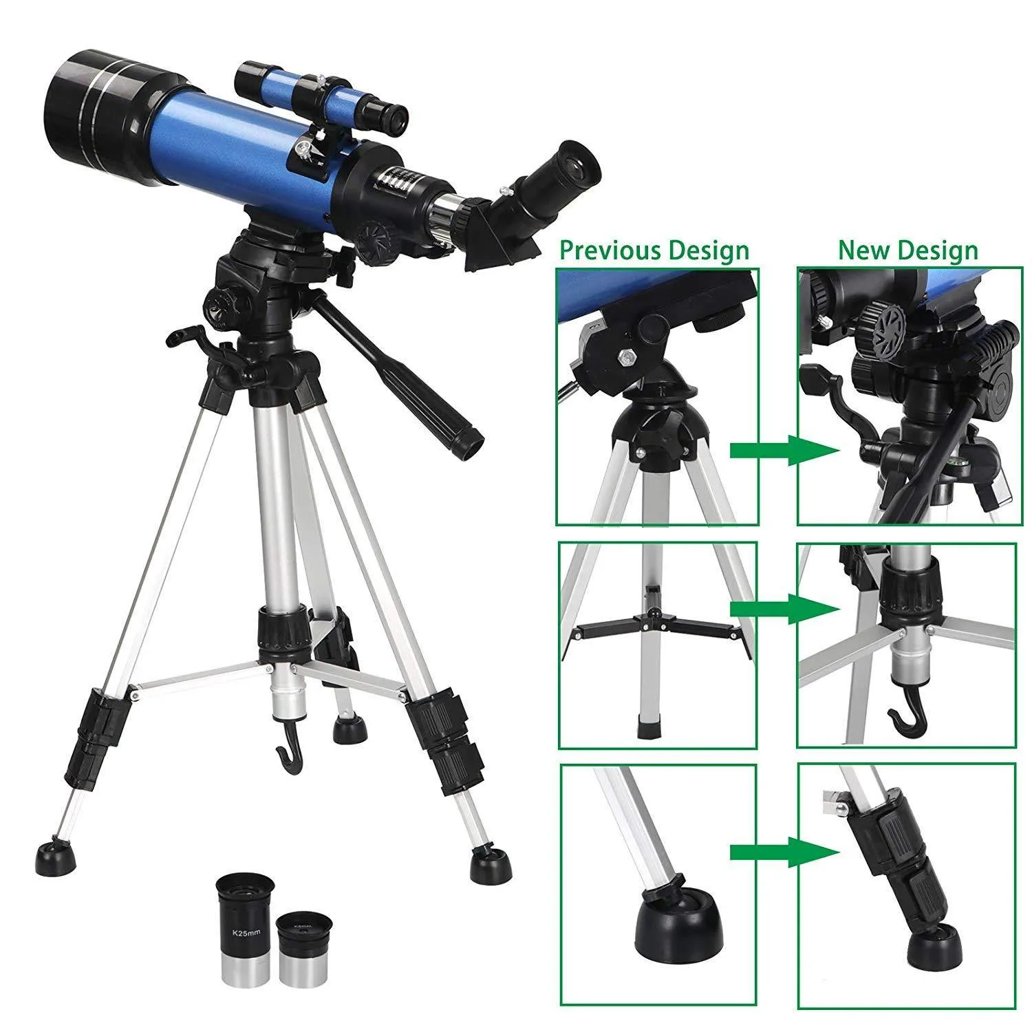 ZENY™ 70mm Aperture Astronomical Refractor Telescope w/ Carry Bag, Smartphone Adapter